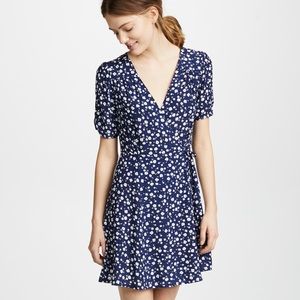 MINKPINK blue and white tiny floral wrap dress